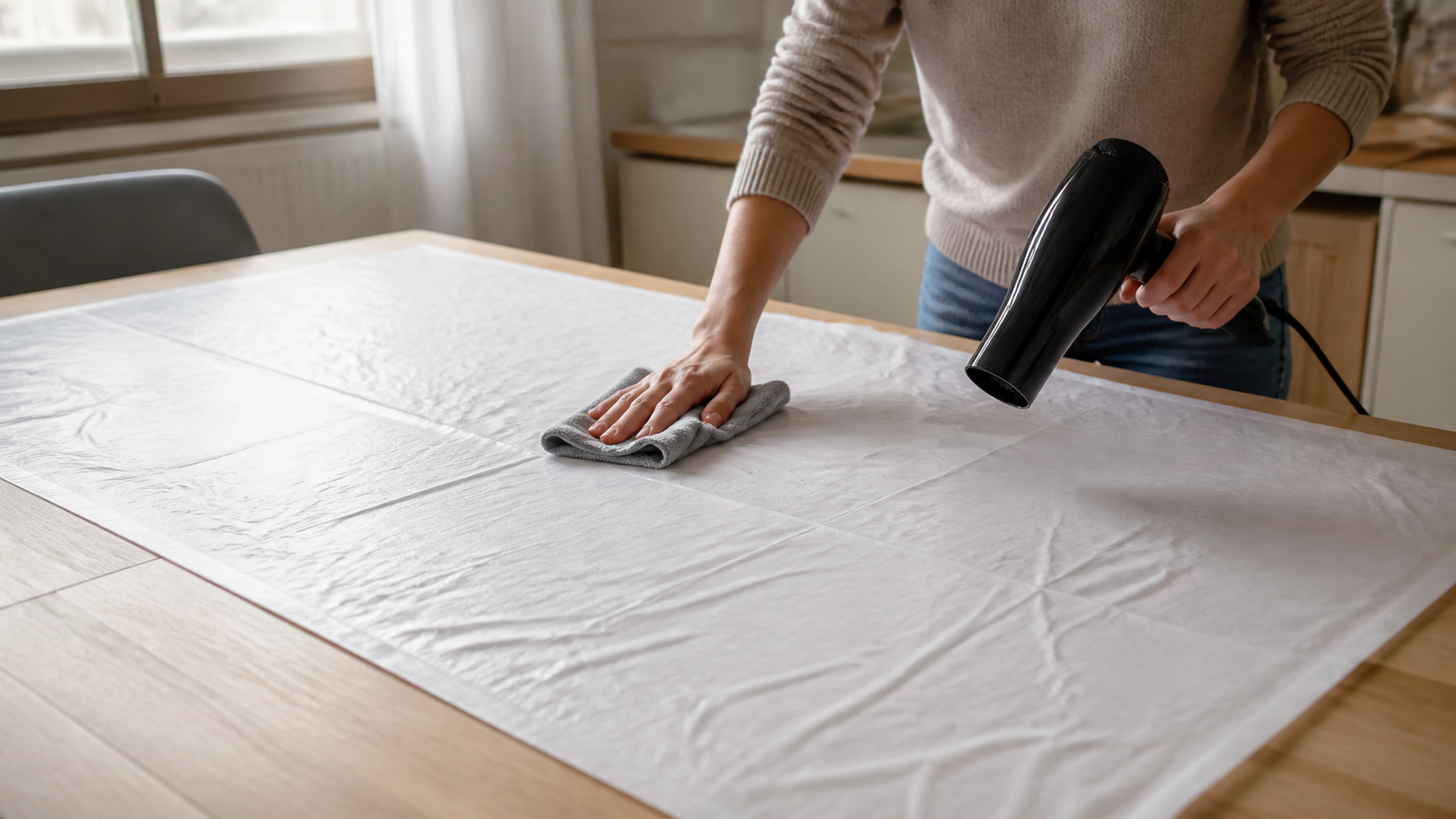 Illustration éditoriale pour l’article « Comment défroisser votre nappe en plastique efficacement »