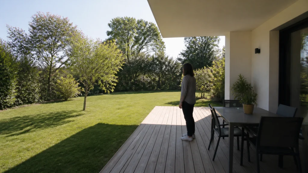 Illustration éditoriale pour l’article « Choisir la meilleure orientation terrasse pour votre maison »