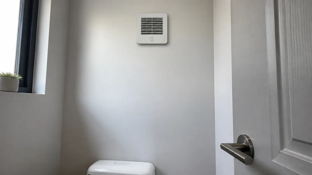 Illustration éditoriale pour l’article « Pourquoi choisir une vmc détecteur mouvement pour vos WC »